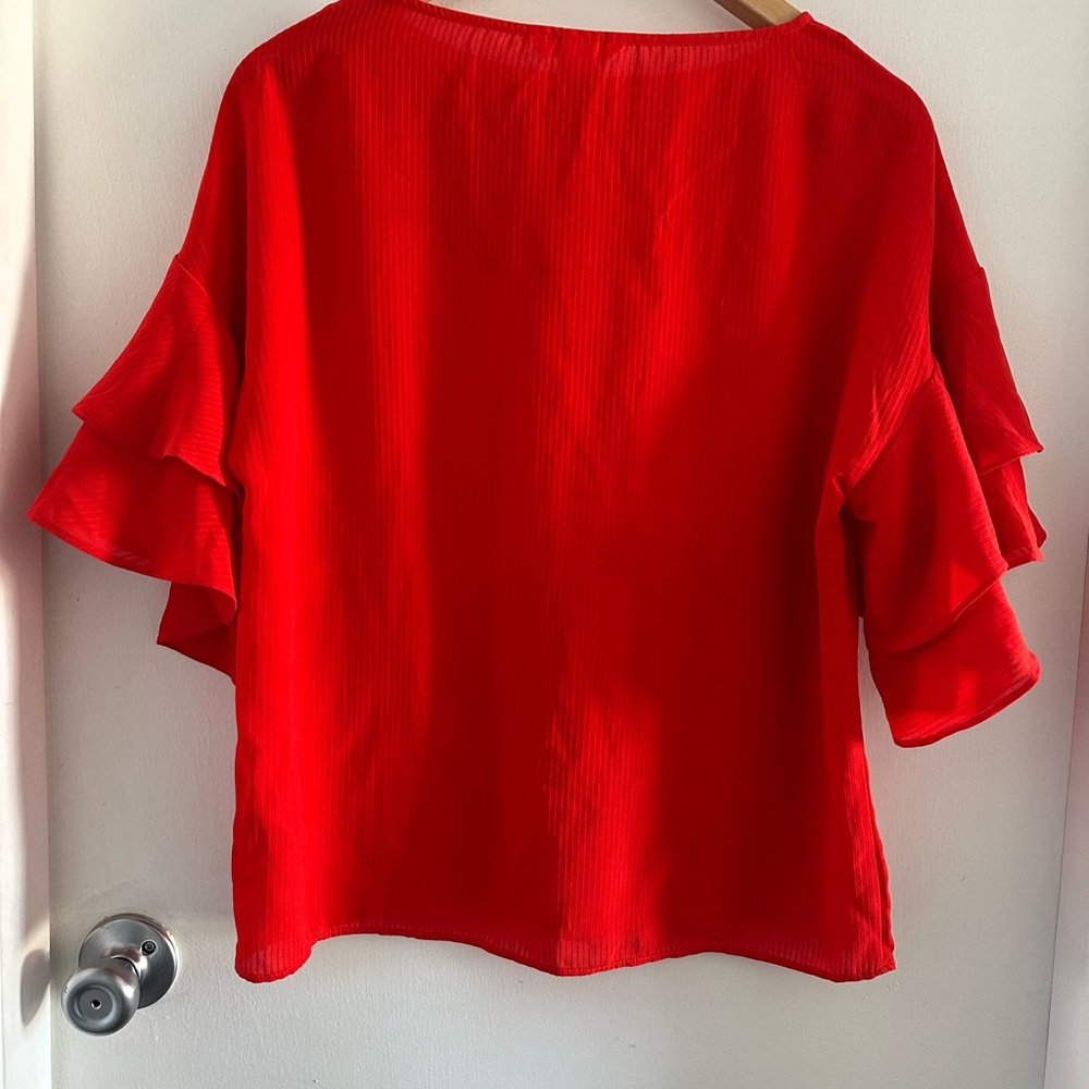 🌻 H&M Red Ruffle Sleeve Top 🌻 - Picture 4 of 5